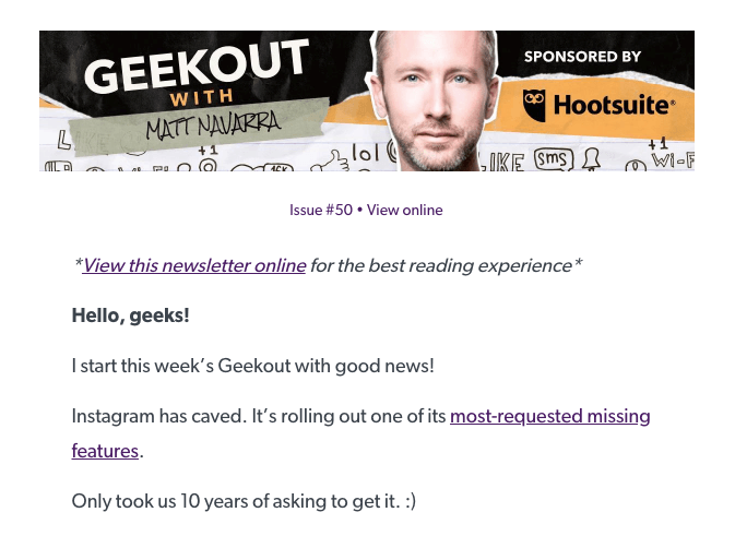 Geekout newsletter sign-up page