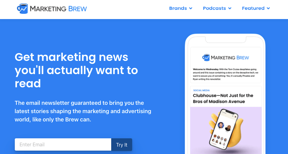 Marketing Brew's email sign-up page