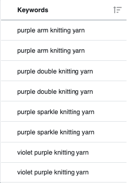 Keywords for purple yarn