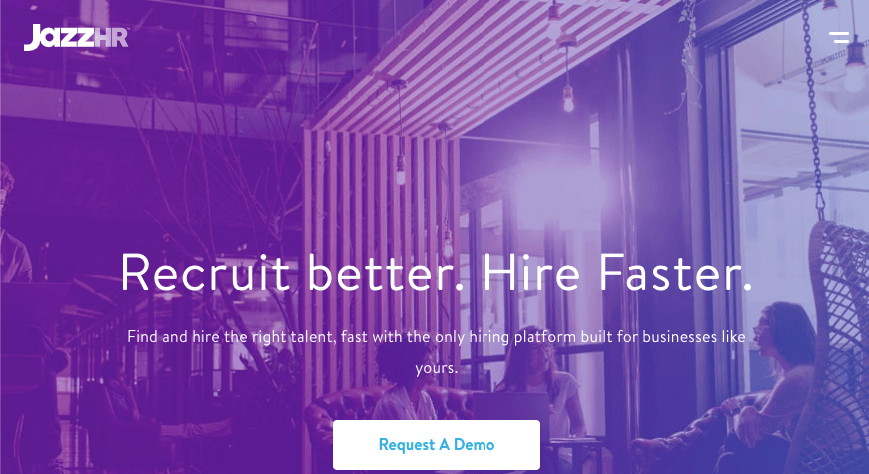 Homepage for JazzHR recruitment tool