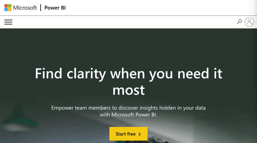 Homepage for Microsoft Power BI