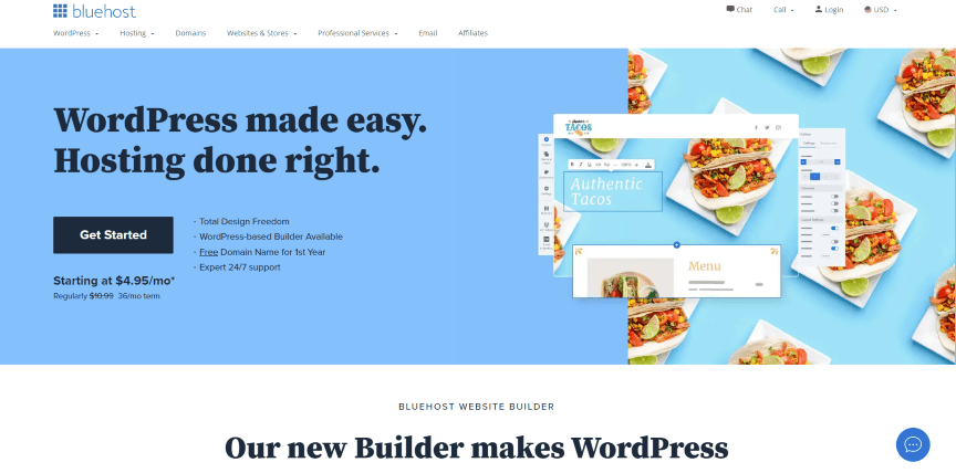 Bluehost homepage