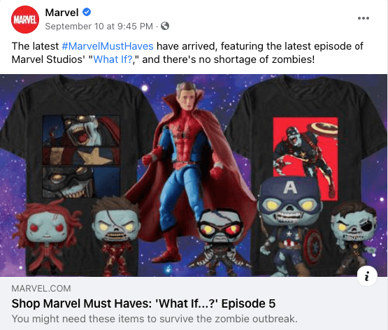 Description for a post shared on Facebook by Marvel