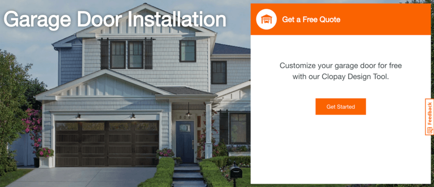 home depot garage door landing page