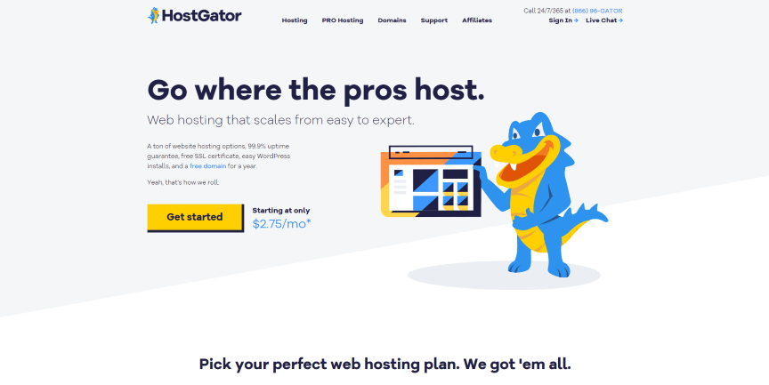 HostGator homepage