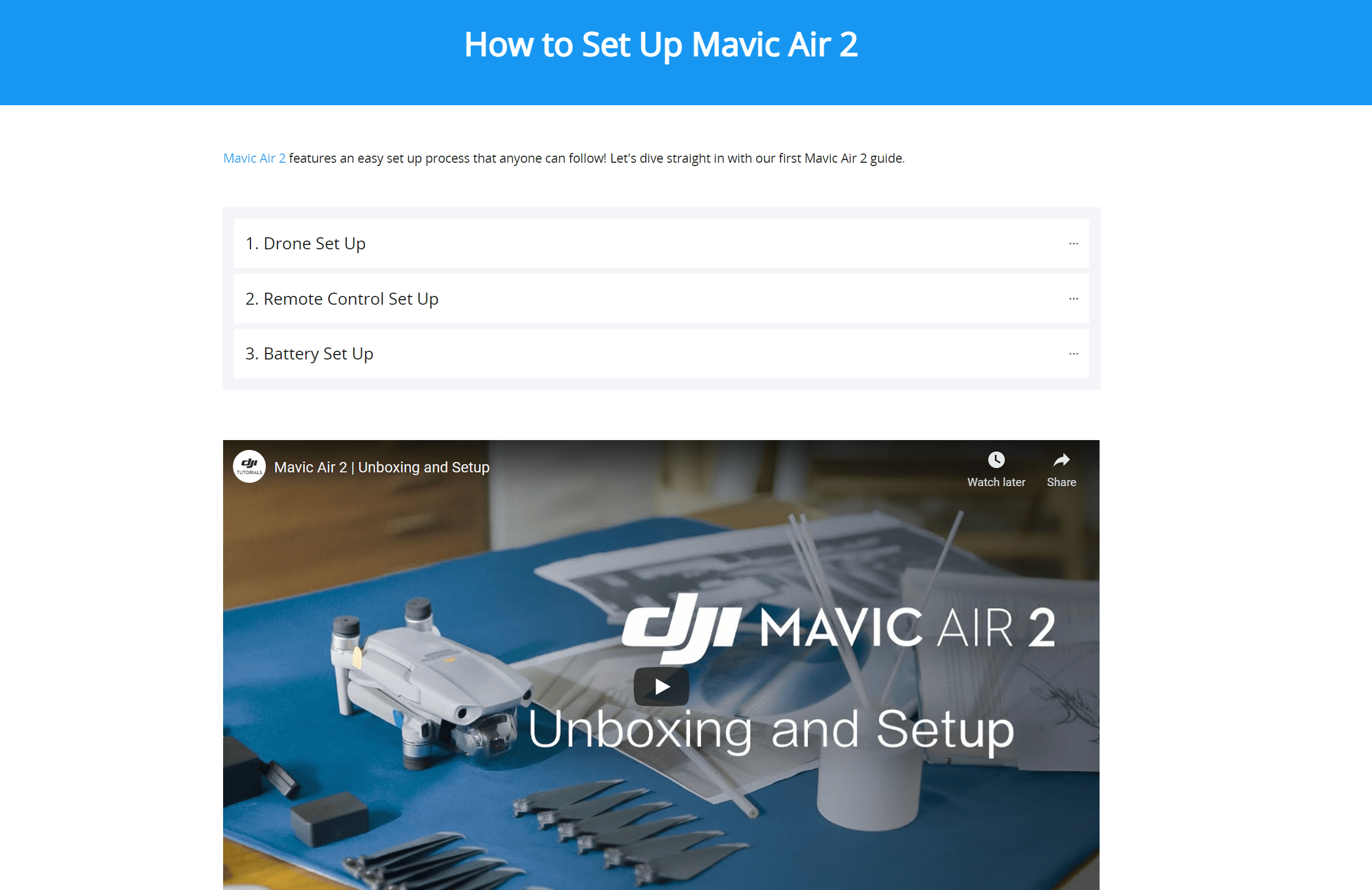 A video about setting up your drone from DJI