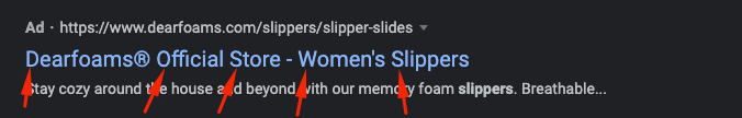 Ad for women's slippers that shows proper captilization