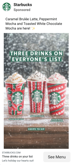 Social media ad for starbucks