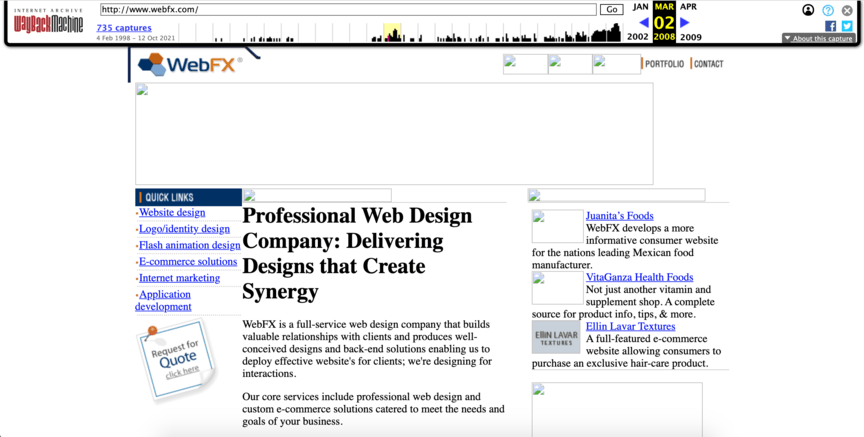 wayback machine webfx 2008