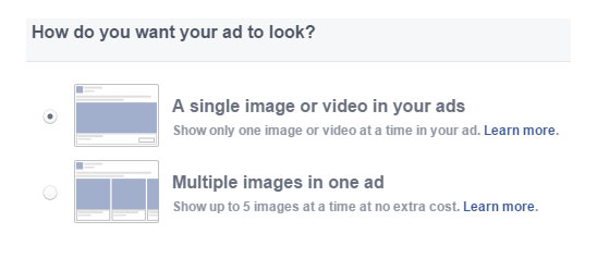 screenshot of chosing your ad's appearance