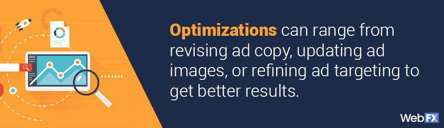 Optimizations can range from revising ad copy, updating ad images, or refining ad targeting to get better results