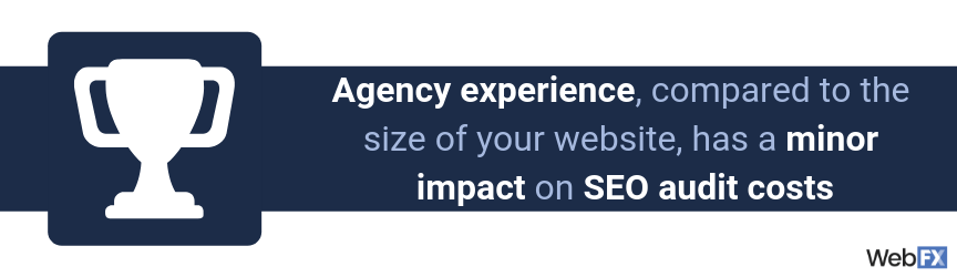 A statement on how agency experience affects SEO audit prices