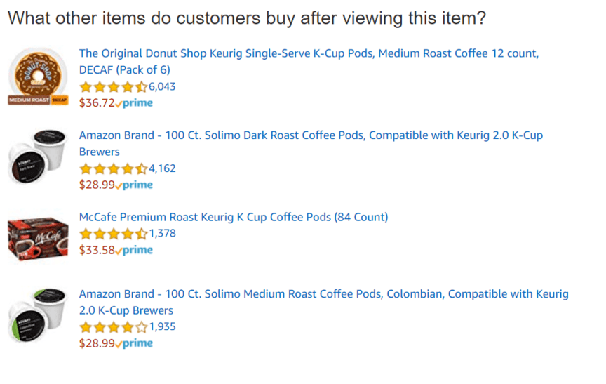 An example of Amazon recommendations