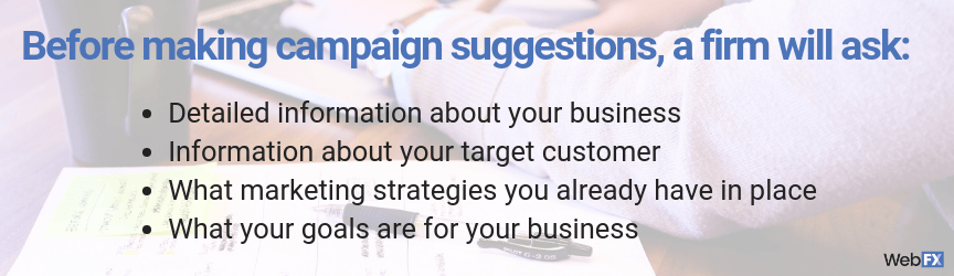 before making campaign suggestions you should...