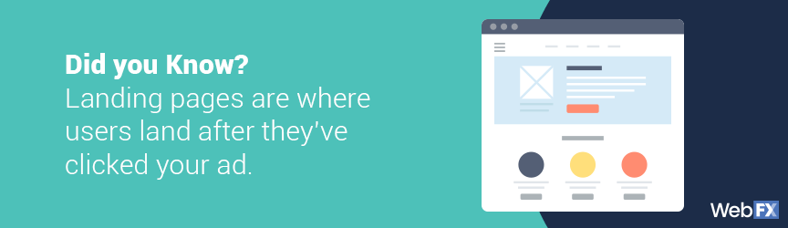 landing pages are where users land after they've clicked your ad