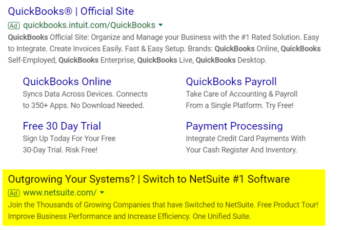 Ecommerce PPC examples of bidding on brand names