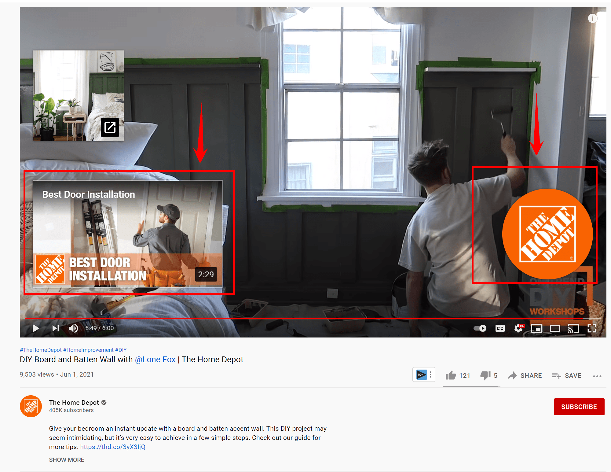 A YouTube End Screen for Home Depot