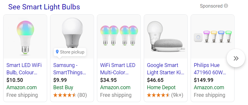 Ecommerce Google Shopping ad example