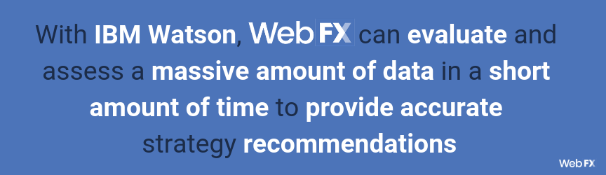 With IBM Watson, WebFX can evaluate and assess a massive amount of data in a short amount of time to provide accurate strategy recommendations