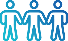 cutout of three people holding hands graphic