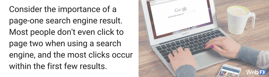consider the importance of the first page results pull quote