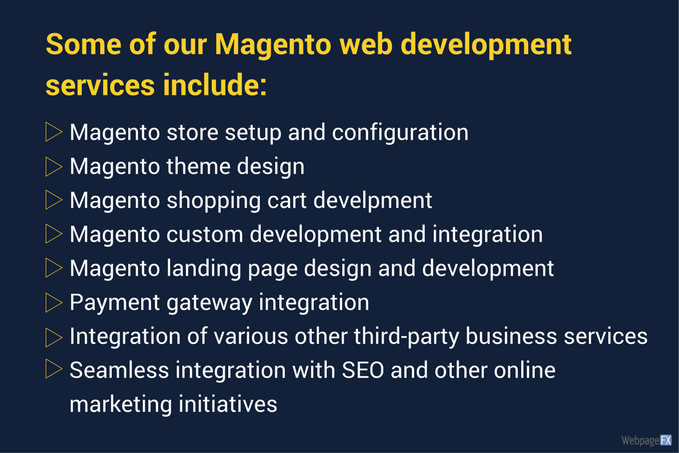 list of magento services offered through WebFX