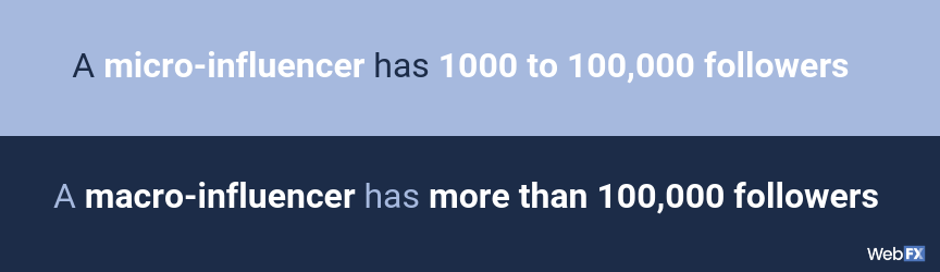 A comparison graphic for micro- and macro-influencers