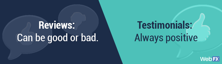 reviews versus testimonials