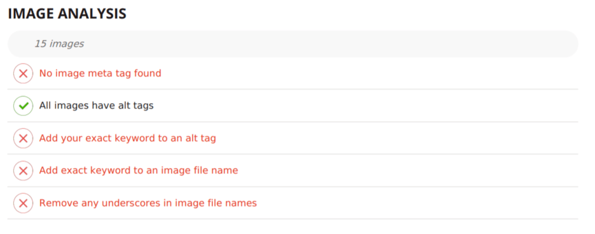 Results from SEO checker's image test