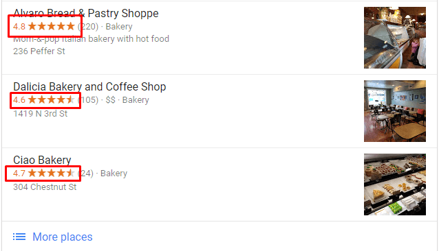 star rating in google screenshot