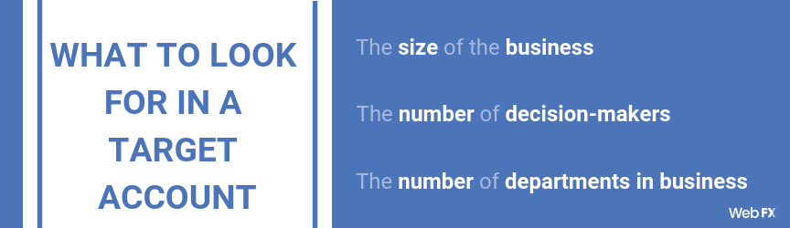 A checklist of factors to look for in a target account