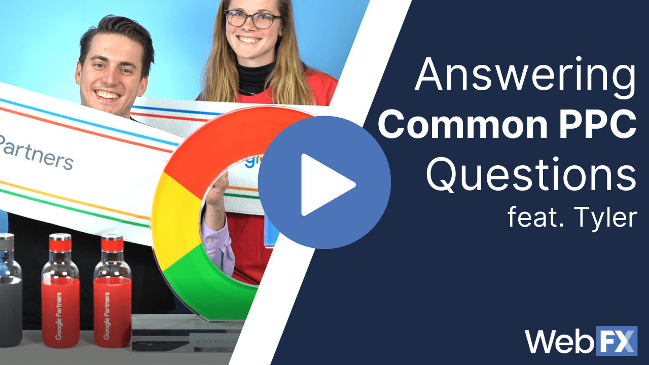 A thumbnail for a video that covers a series of common PPC questions
