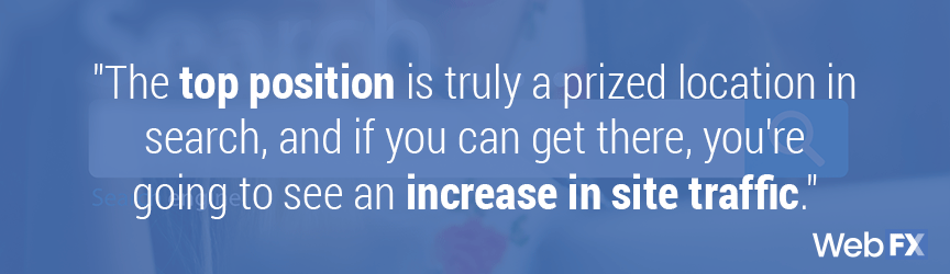 top position is prized location in search