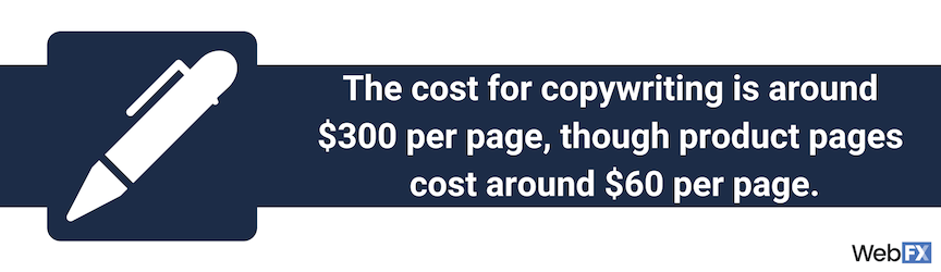 A statement on the average cost of copywriting for web design prices