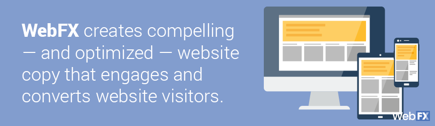 A graphic for the advantages of WebFX copywriting for web design