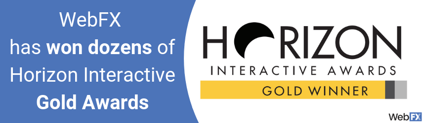 A statement on the number of Horizon Interactive Awards won by WebFX