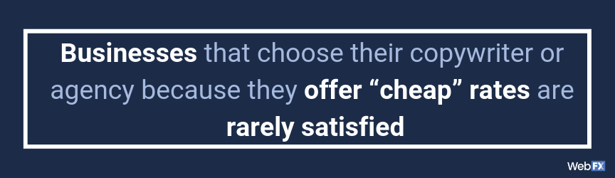 A tip on the risks of choosing website copywriter agencies that offer low-cost services