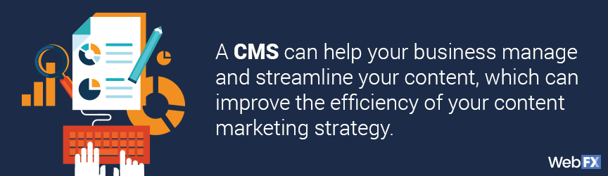 A graphic for the benefits of a CMS in web design