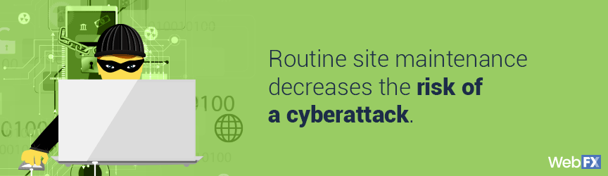 Routine site maintenance decreases the risk of a cyberattack