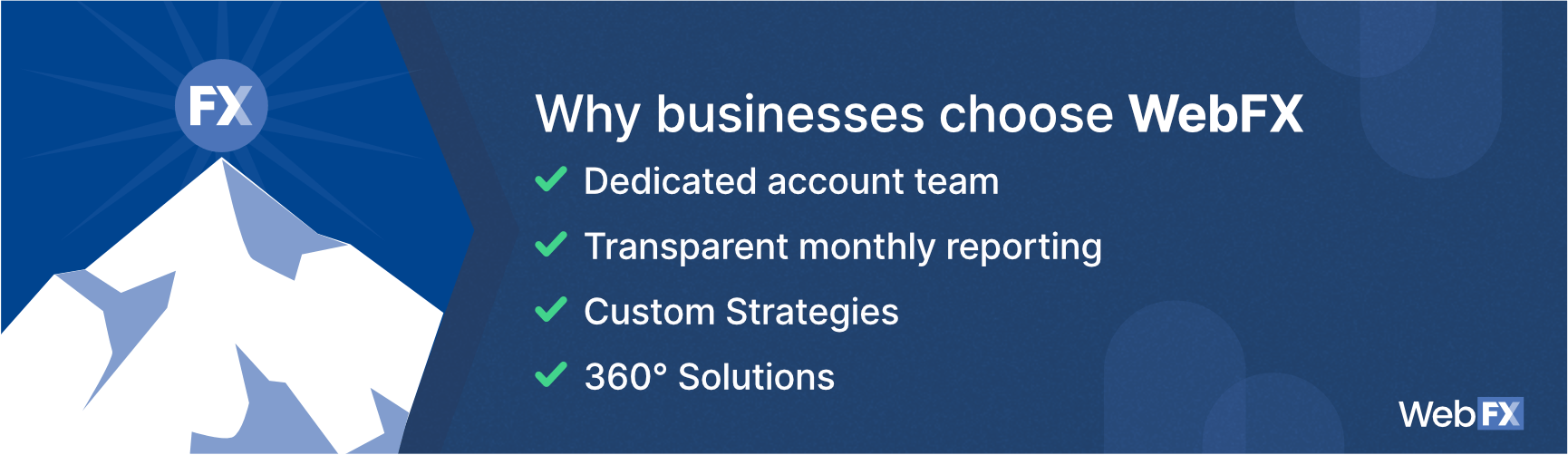 A list of reasons why companies choose WebFX enterprise SEO services.