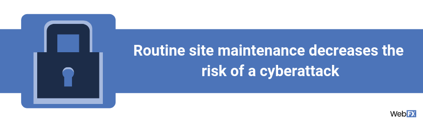Routine site maintenance decreases the risk of a cyberattack