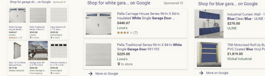 screenshot of garage door ppc ads