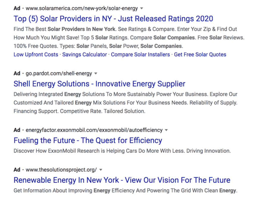 PPC ads for solar energy in New York