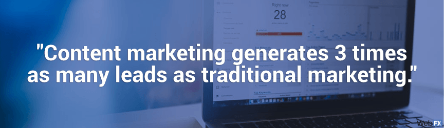 content marketing generates 3 times as many leads as traditional marketing