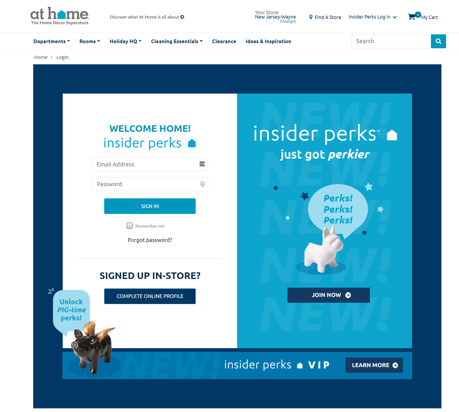An email signup form for home decor retailer At Home