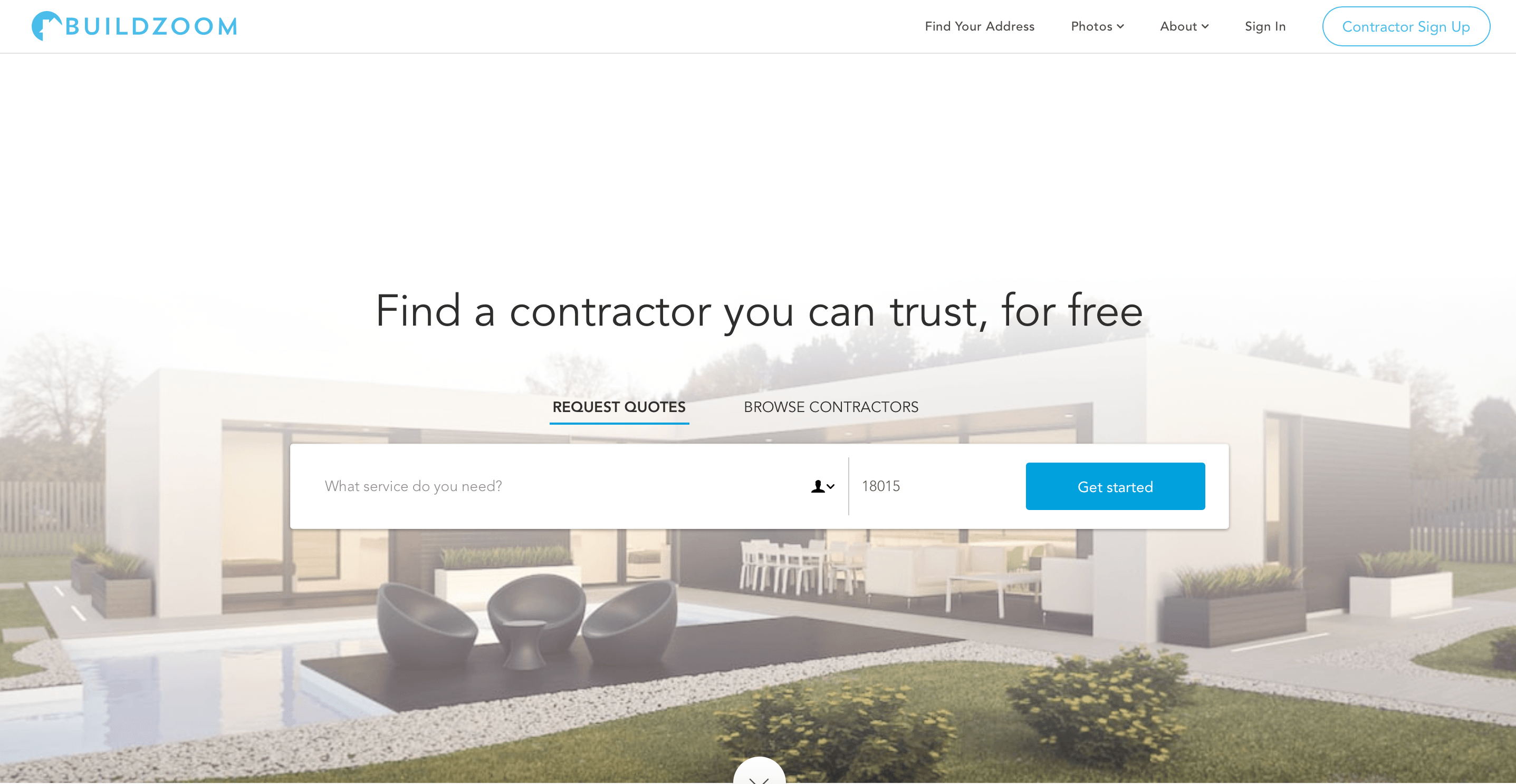 buildzoom homepage