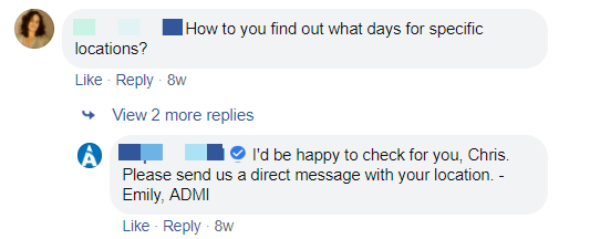Example dentist engaging user on social media for dentist marketing