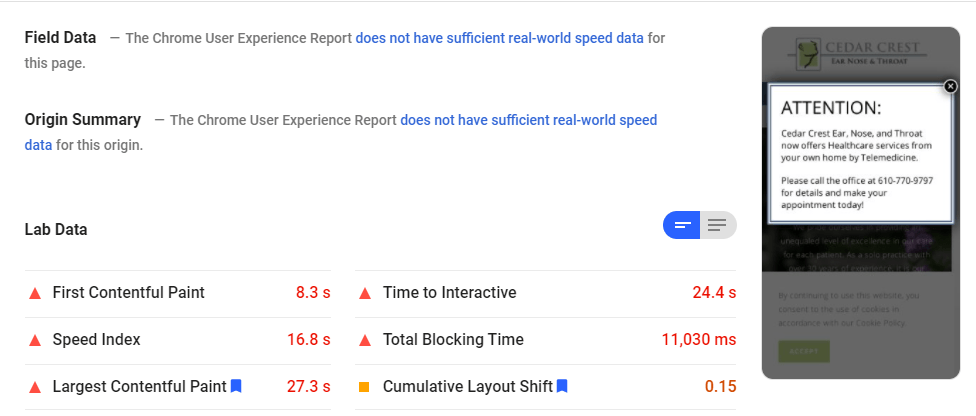 ent page speed