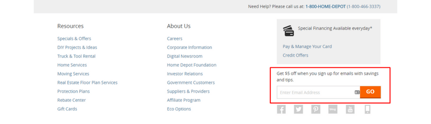 email signup on website