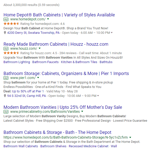Example of short-tail keywords